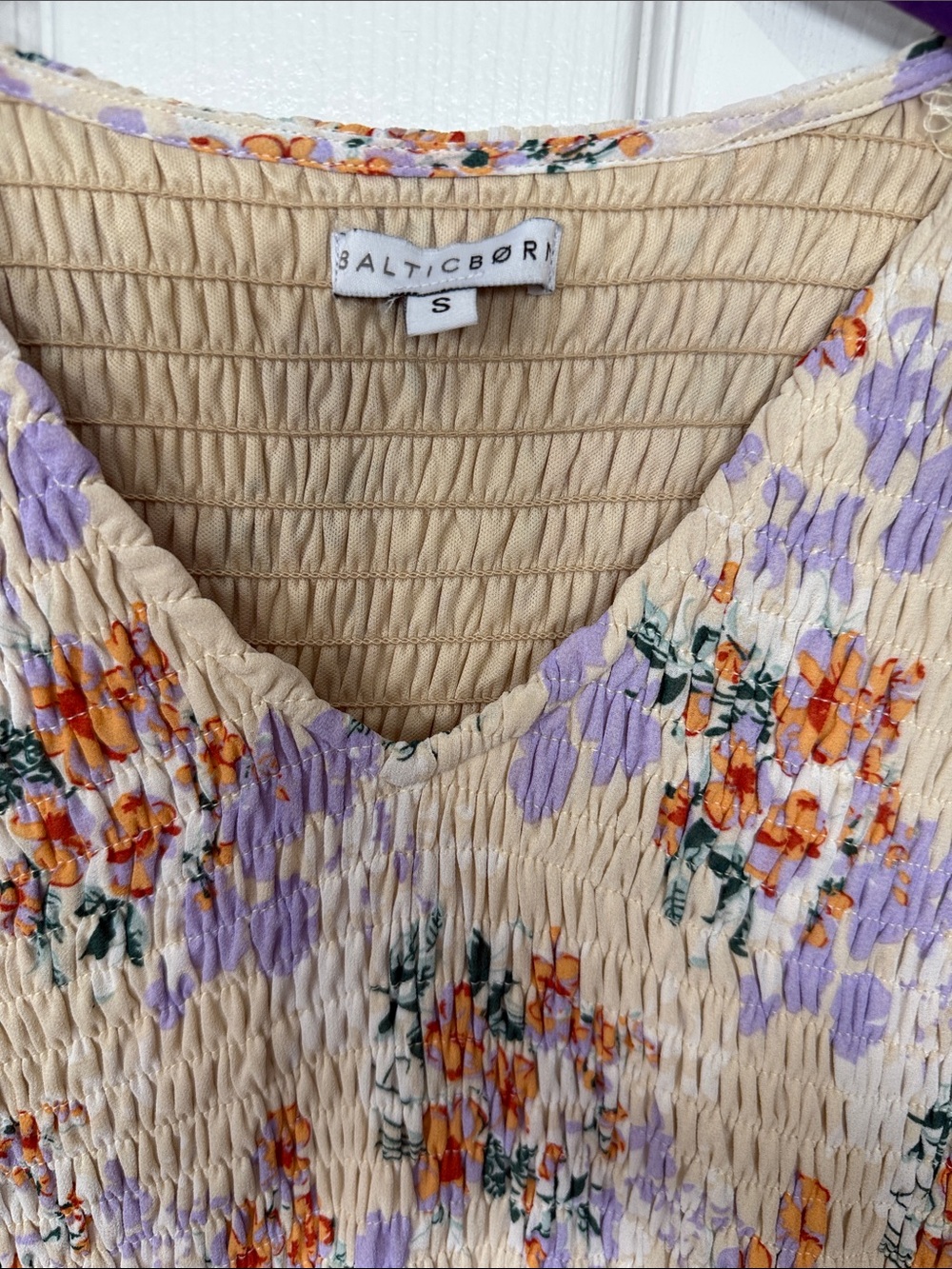 Baltic Born Cream Maxi Dress with Lavender and Orange Floral Print - Picture 2 of 6